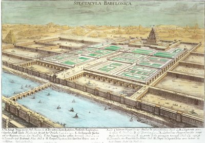 View of Ancient Babylon showing the Hanging Gardens and the Temple of Jupiter Belus, plate 3 from 