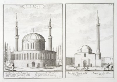 View of a Mosque in Bursa and a Mosque in Hungary, from 