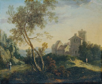 Ideal Landscape with Trees and Fortified Village (The Evening) by Johann Christian Brand
