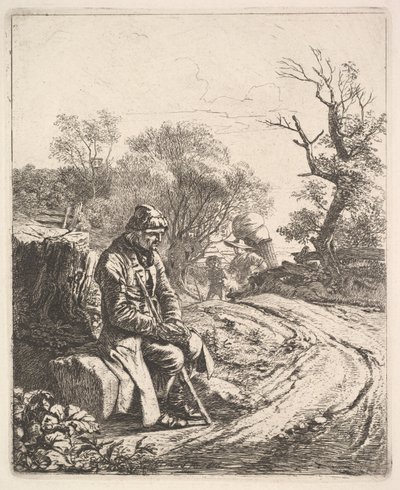 An Old Man Sitting on the Roadside, 1818 by Johann Christian Erhard