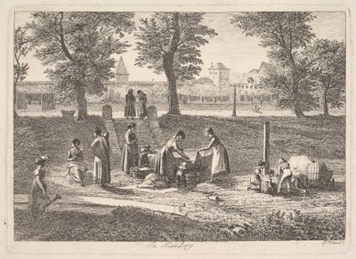 Outdoor Scene of Women in Domestic Activities in Nurnberg, 19th century by Johann Christian Erhard