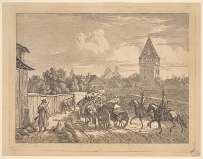 Russian Lancers Escorting the Regimental Cassonne, 1816 by Johann Christian Erhard