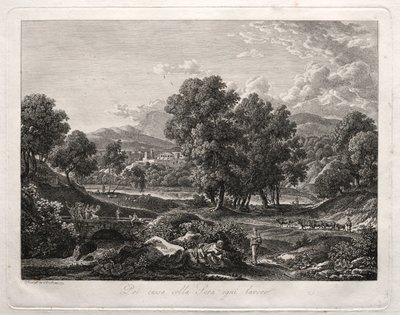 Heroic Landscape: The Shepherds Dance on the Bridge, 1792 by Johann Christian Reinhart