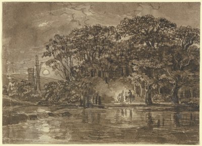 Nocturnal River Landscape by Johann Christian Reinhart