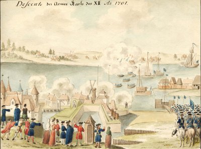 Charles XII Crossing the Dvina by Johann Christoph Brotze