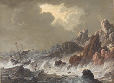 Storm-Tossed Ships Wrecked on a Rocky Coast by Johann Christoph Dietzsch
