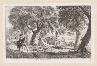 Docked Boats by a Canal in Vienna by Johann Christoph Erhard