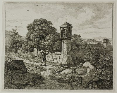 Farmer Greeting a Roadside Shrine of the Madonna, plate one from 