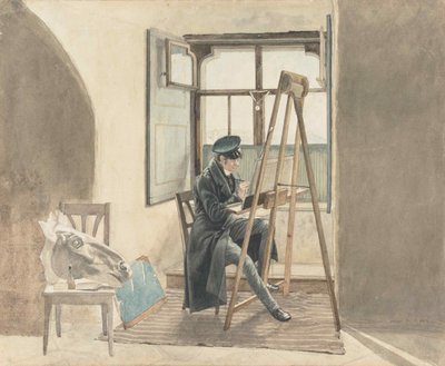 The Painter Johann Adam Klein Before His Easel by Johann Christoph Erhard