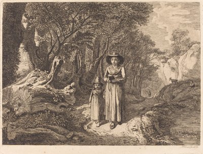 Woman and Child Walking to Church by Johann Christoph Erhard