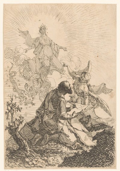 John has a vision on Patmos in which the Holy Virgin defeats the seven-headed dragon by Johann Cimbal