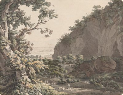 A Wooded Valley with Rocky Cliffs by Johann Conrad Steiner