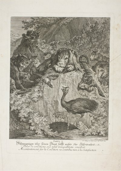Fable V, Plate Five from Lehrreiche Fabeln aus dem Reiche der Theire by Johann Elias Ridinger