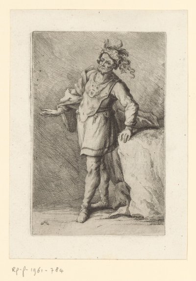 Standing Warrior with Feathered Beret (Soldiers from Classical Antiquity) by Johann Elias Ridinger