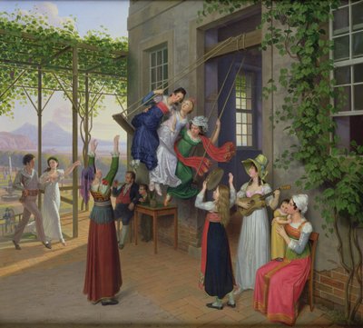 Youths Playing on a Swing in a Garden near Naples, 1823 by Johann Erdmann Hummel