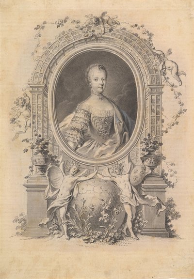 Portrait of Queen Marie-Antoinette in an ornamental frame, late 18th century by Johann Esaias Nilson