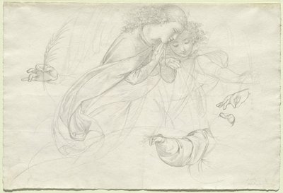 Two Grieving Angels (verso) by Johann Evangelist Scheffer von Leonhardshoff