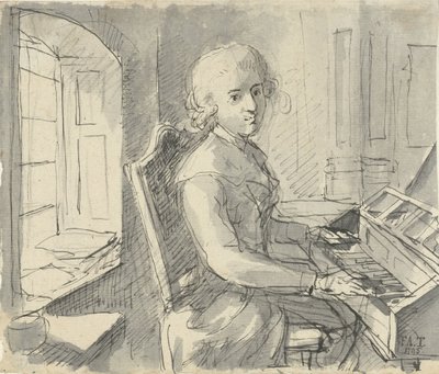 A Pianist Sitting at the Keyboard by Johann Friedrich August Tischbein