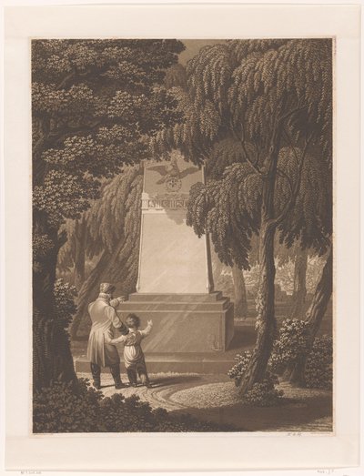 Man with a Child in Front of a Monument for a Fallen Army Officer by Johann Friedrich Frick