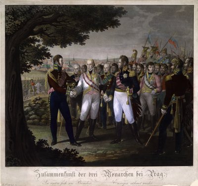 The meeting between Emperors Francis I of Austria, Alexander I of Russia and Frederick William III by Johann Friedrich Jügel