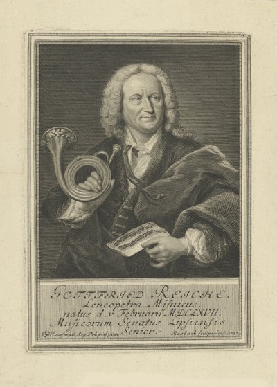 Portrait of the Trumpet Player and Composer Gottfried Reiche by Johann Friedrich Rosbach