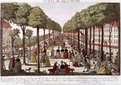 The Leipzig promenade at the end of the 18th century. Engraving by Rosmesler & Bergmuller by Johann Georg Bergmuller