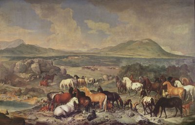 The Imperial Stud with Lipizzaner Horses by Johann Georg Hamilton