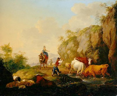 Landscape with Herdsman and Rustics by Johann Georg Pforr