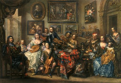 Flute, Lute, Cello and Violin, Johann Georg Platzer, 1948 by Johann Georg Platzer