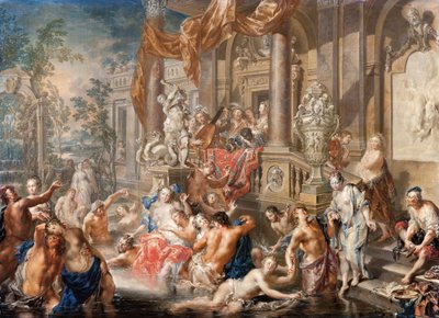 Fountain Scene in Front of a Palace by Johann Georg Platzer