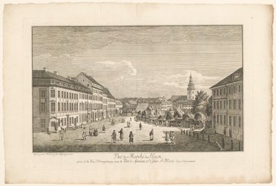 View of Hackescher Markt in Berlin, with the Marienkirche in the Background by Johann Georg Rosenberg