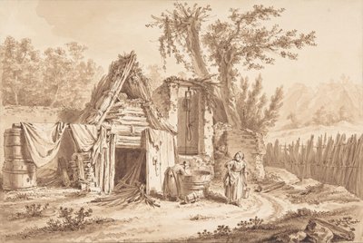 Washerwomen in Front of a Cottage by Johann Georg Wille