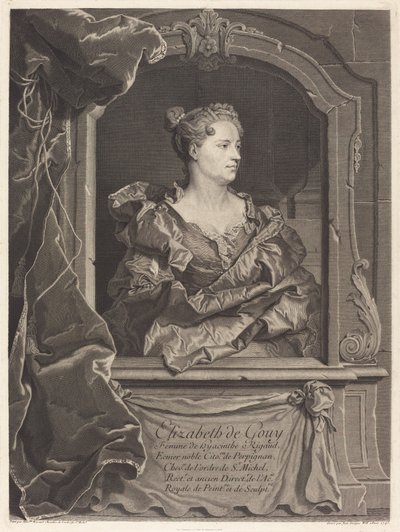 Elizabeth de Gouy, wife of Hyacinthe Rigaud by Johann Georg Wille after Hyacinthe Rigaud