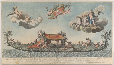 The Highly Ornamented Second Gondola of Francesco Antonio Berka Entering Venice, Gods on Carriages by Johann Georg Wolfgang