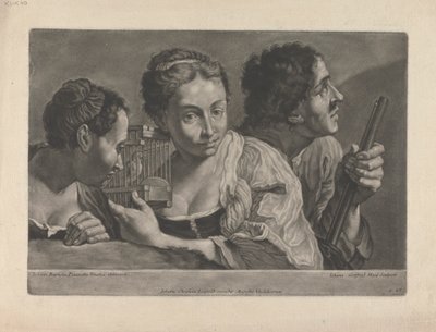 Two Women Listening to a Bird, with a Man Holding a Gun by Johann Gottfried Haid