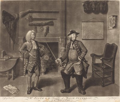 Mr. Foote in the Character of Major Sturgeon, in the Mayor of Garrat by Johann Gottfried Haid after Johann Zoffany