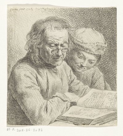 Man and Boy Reading a Book by Johann Gottlieb Glume