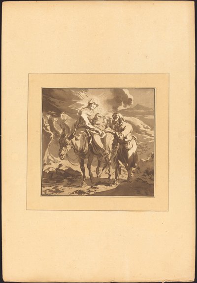 The Flight into Egypt by Johann Gottlieb Prestel after Nicolaes Pietersz Berchem