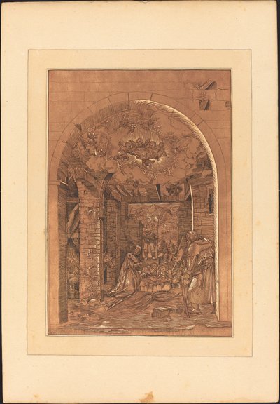 The Adoration of the Shepherds by Johann Gottlieb Prestel after a 16th Century German Artist