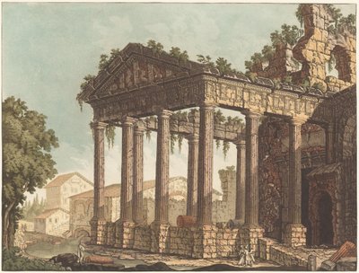 The Temple of Hercules at Cori by Johann Gottlieb Prestel, probably after Alessandro Moretti