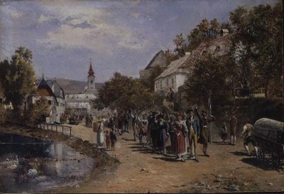 Procession in a Village Street in Austria by Johann Hamza