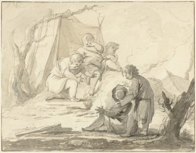 Allegorical Scene with Children Around a Fire by Johann Heinrich Keller (II)