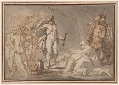 Odysseus, at the Doors of Hades, Meets the Shades of Tiresias and Anticlea by Johann Heinrich Lips