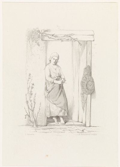 The Knitter by Johann Heinrich Maria Hubert Rennefeld