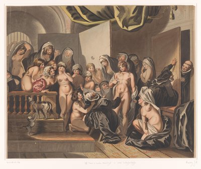 Abbot Discovers a Young Man Among His Disrobed Nuns by Johann Heinrich Ramberg
