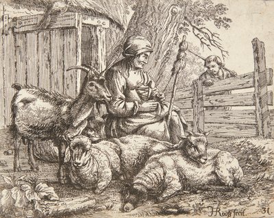 A Spinner by Johann Heinrich Roos