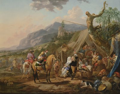 Military Commander at a Mountain Encampment with Merrymakers by Johann Heinrich Roos
