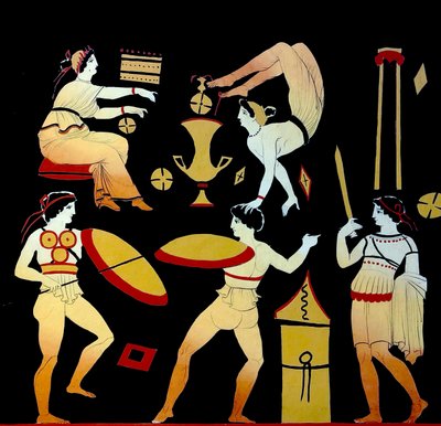 Acrobats and Three Men Performing The Pyrrhichios or Pyrrhike War Dance c.1796 by Johann Heinrich Wilhelm Tischbein