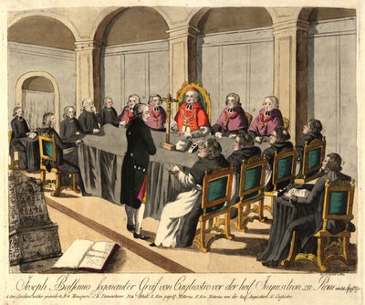 Joseph Balsamo, Count of Cagliostro, before the Inquisition in Rome on April 14, 1791 by Johann Hieronymus Loeschenkohl