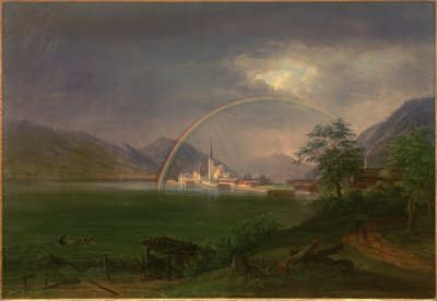 Egern at Tegernsee with Rainbow by Johann Jakob Dorner der Jüngere
